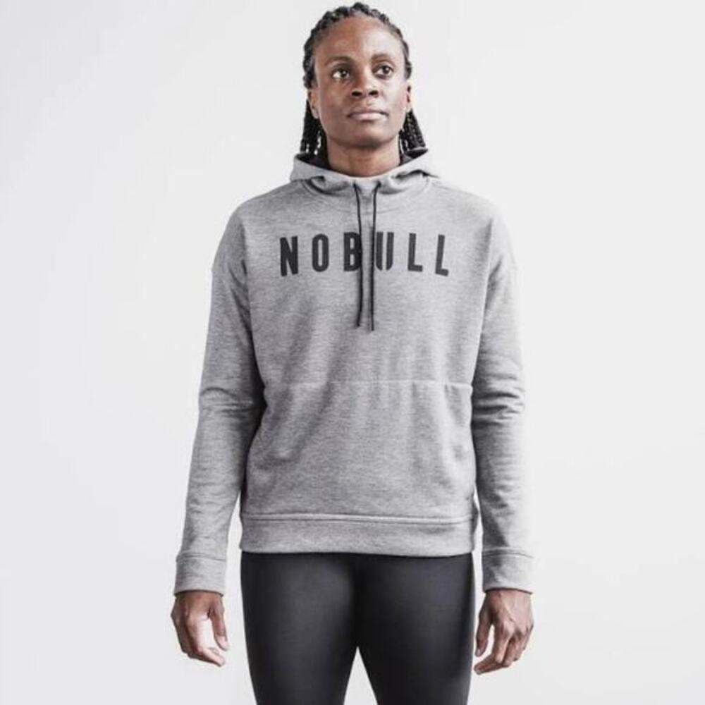 NoBull Women's Heather Gray Performance Hoodie Sweatshirt Size‎ XS